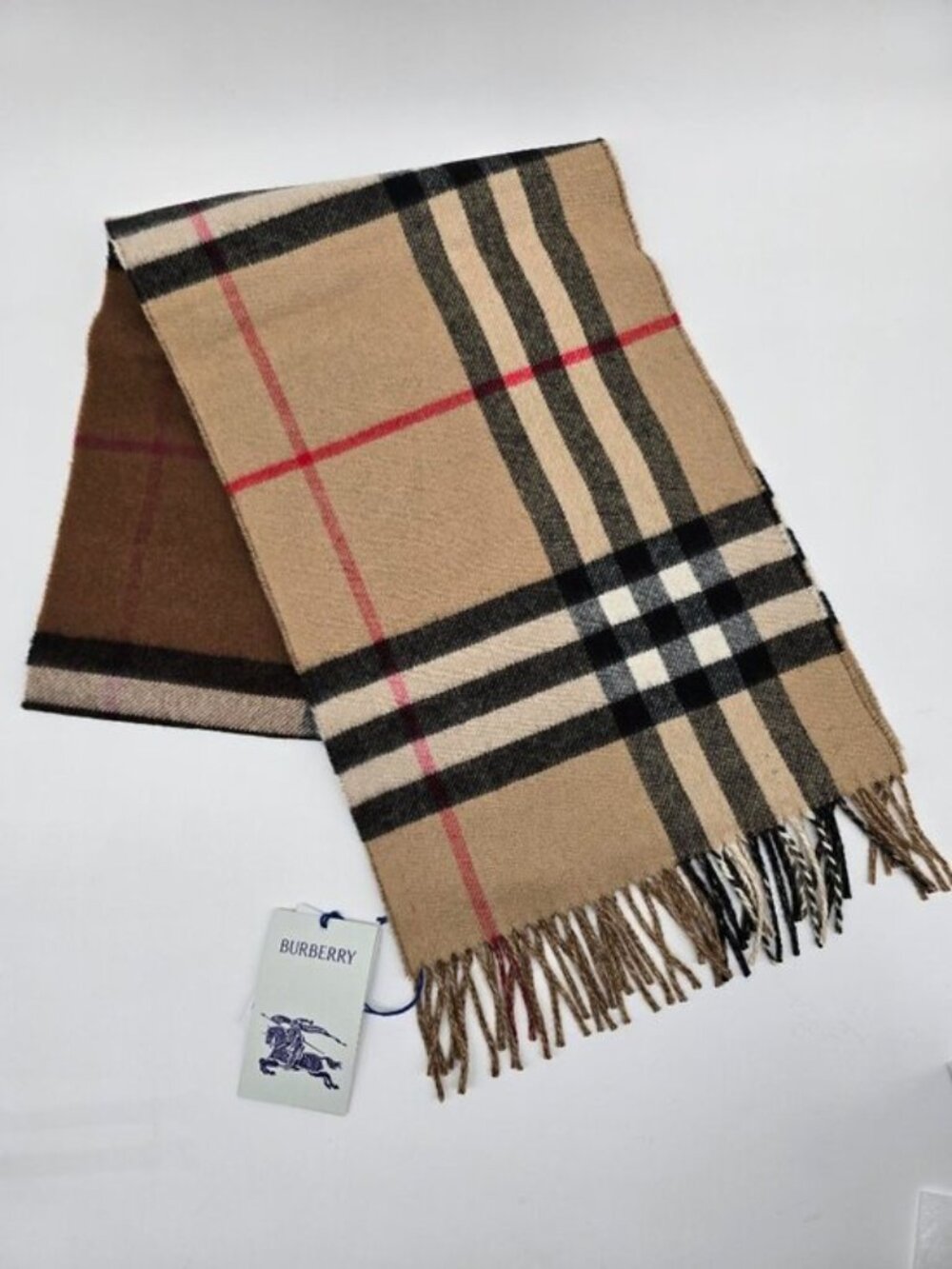 NWT Authentic Burberry Brown Vintage Check Logo Scarf Wool - Picture 12 of 12